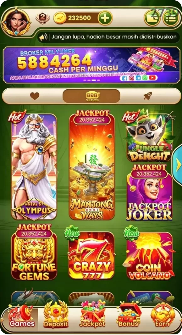 Cuplikan layar ACEPARTY — menu navigasi